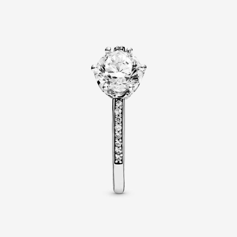 Pandora Anel Clear Sparkling Crown Prata Hot