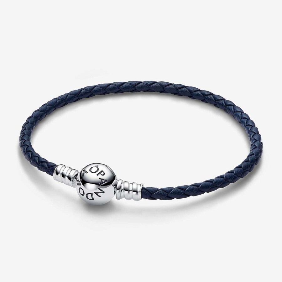 Pandora Pulseira De Couro Azul Com Fecho Celestial Clearance