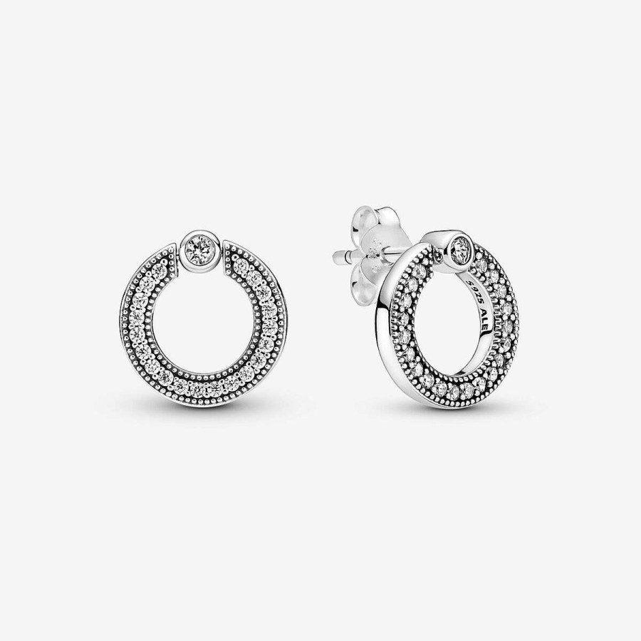 Pandora Brincos Revers Veis Pav & Logo Circle Clearance