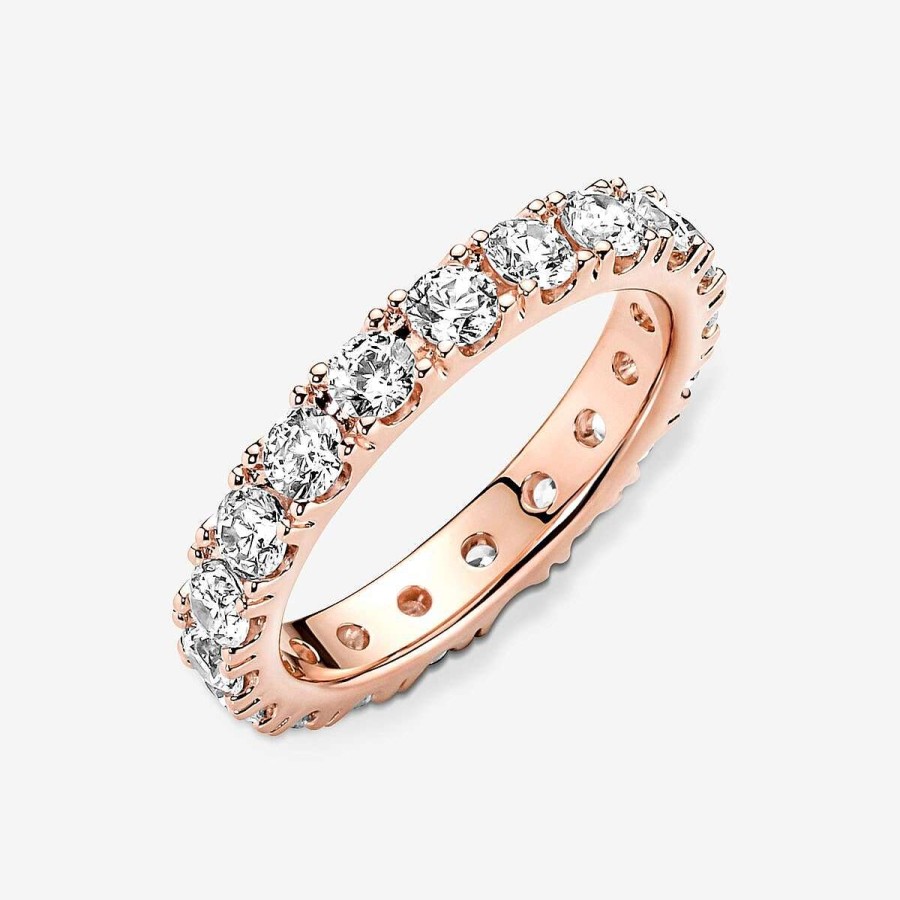 Pandora Anel Sparkling Row Eternity Revestido A Ouro Rosa Wholesale