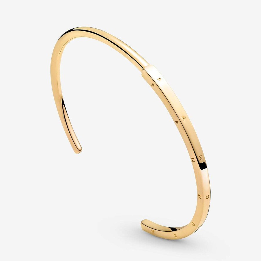 Pandora Bangle I-D Pandora Signature Revestido A Ouro Clearance