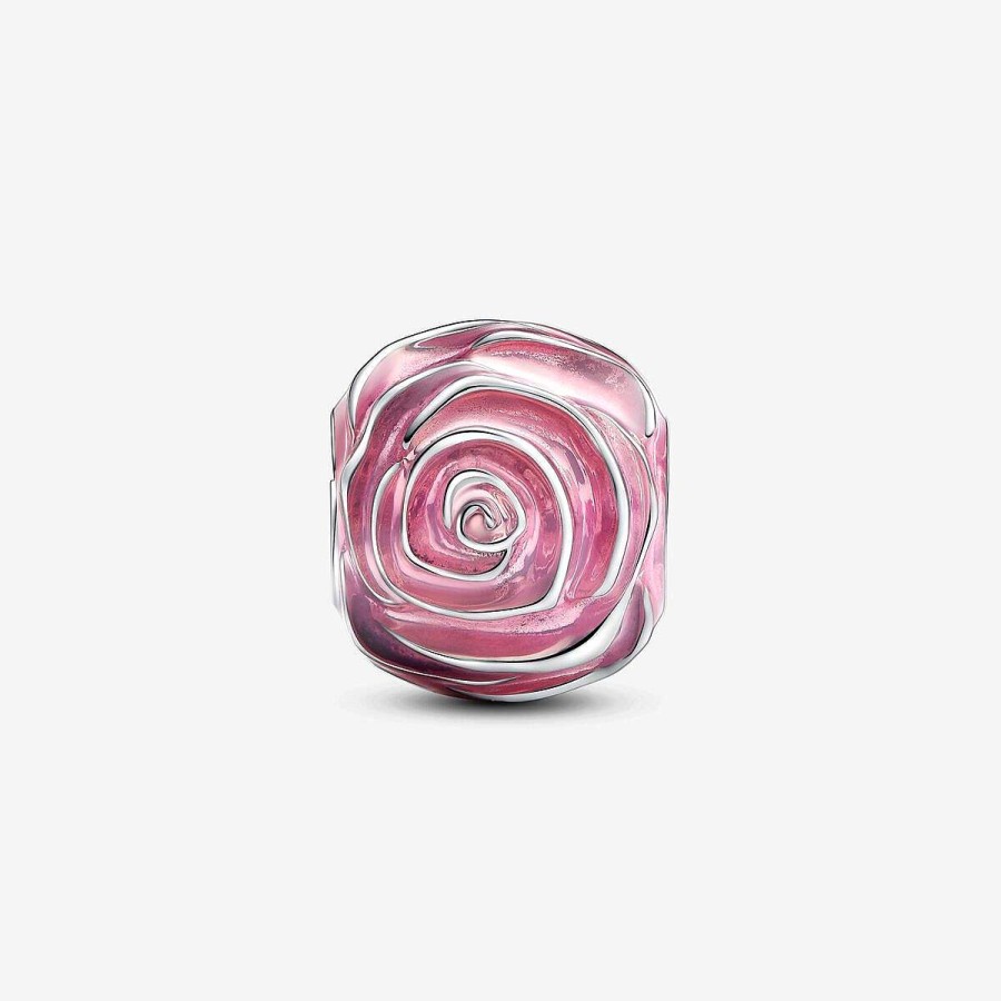 Pandora Conta Rosa Em Flor Cor-De-Rosa Clearance