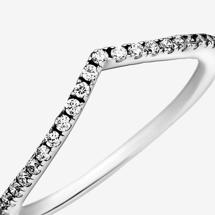 Pandora Anel Wishbone Brilhante Prata Clearance