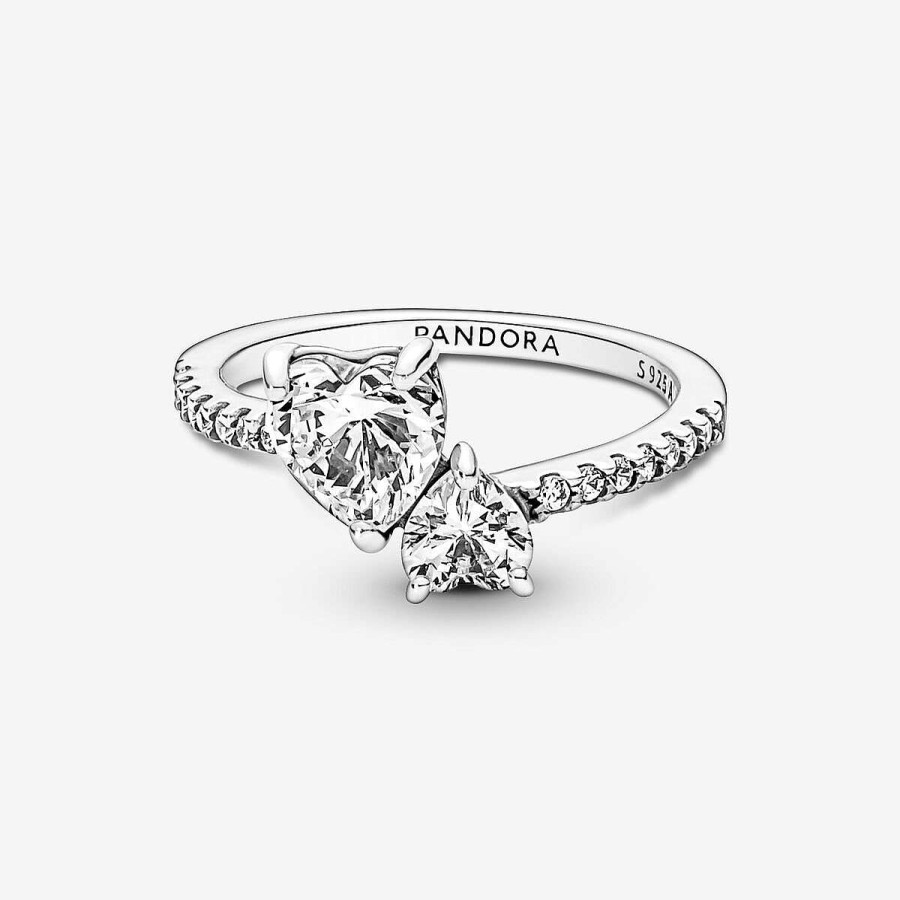 Pandora Anel Double Heart Sparkling Clearance