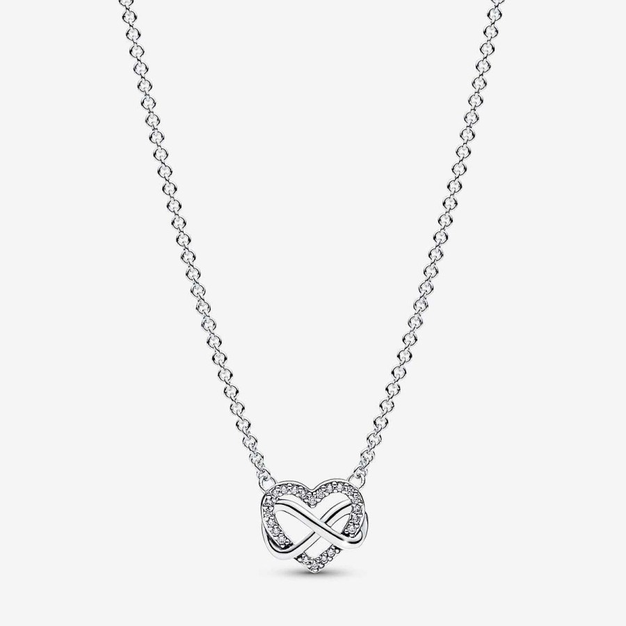 Pandora Colar Sparkling Infinity Heart Prata New