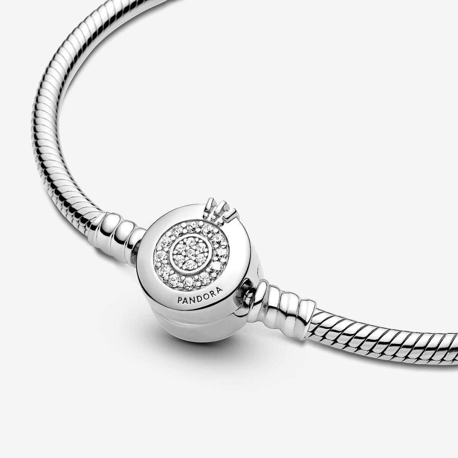 Pandora Pulseira Snake Pandora Moments Fecho Coroa Prata New