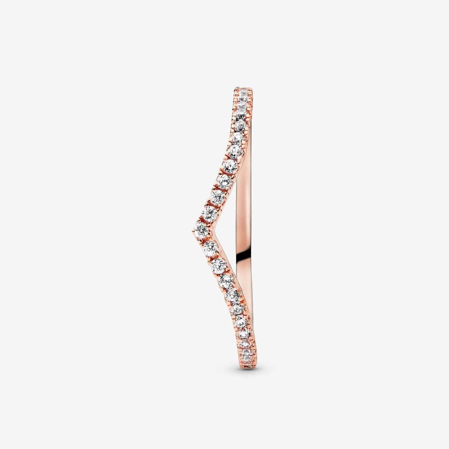 Pandora Anel Wishbone Brilhante Revestido A Ouro Rosa Best