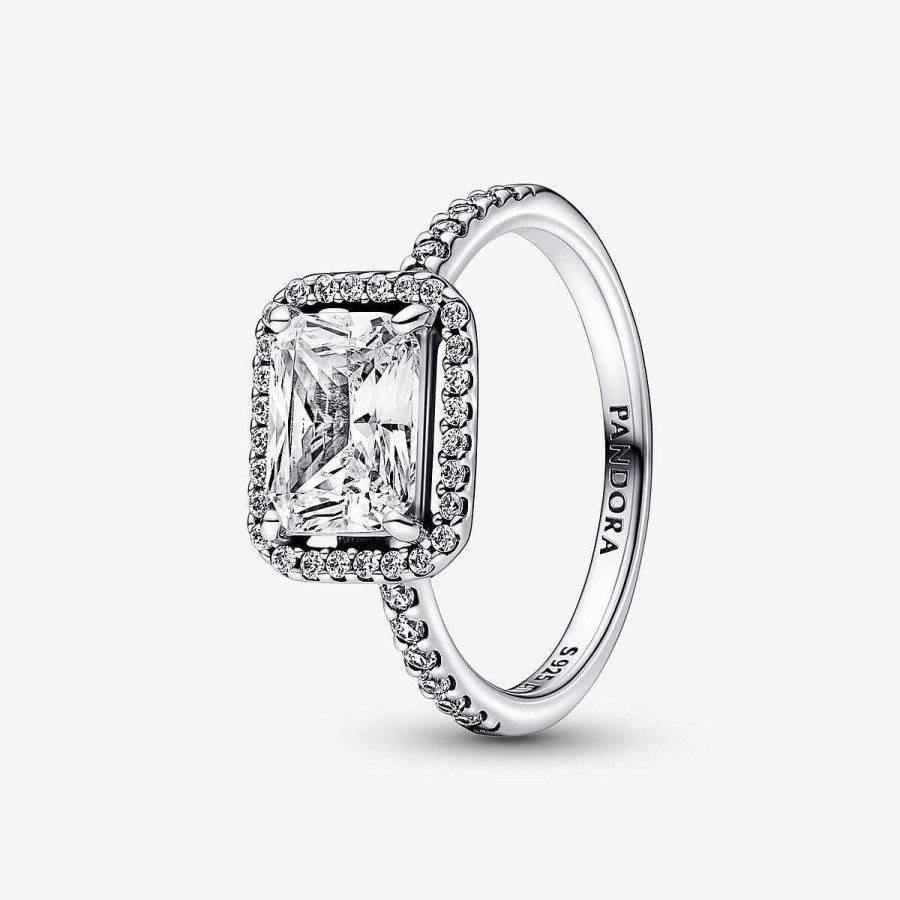 Pandora Anel Rectangular Sparkling Halo Online