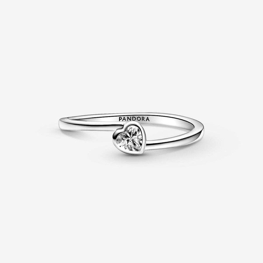 Pandora Anel Clear Tilted Heart Solitaire Online