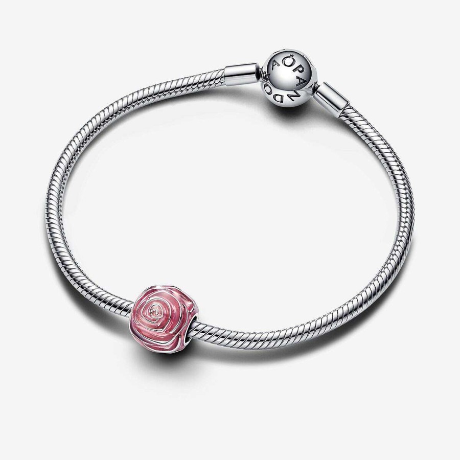 Pandora Conta Rosa Em Flor Cor-De-Rosa Clearance