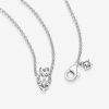 Pandora Colar Pandora Double Heart Pendant Sparkling Wholesale