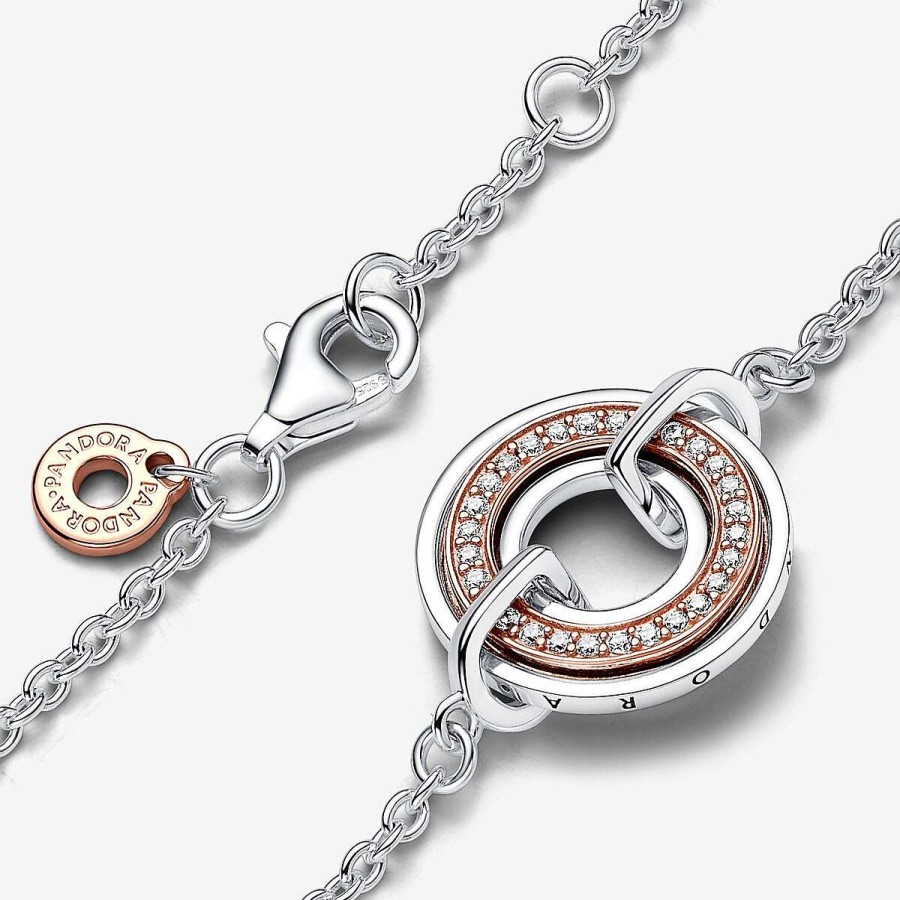 Pandora Pulseira Pandora Signature Dois Tons & Pav New