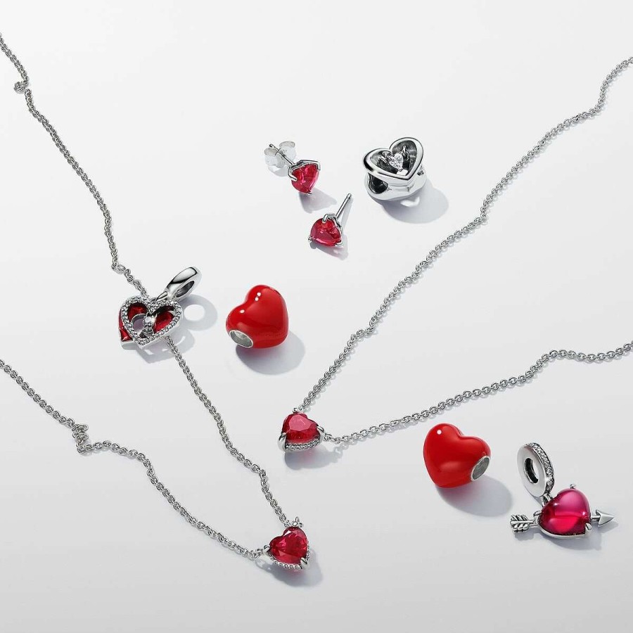 Pandora Brincos Red Heart New