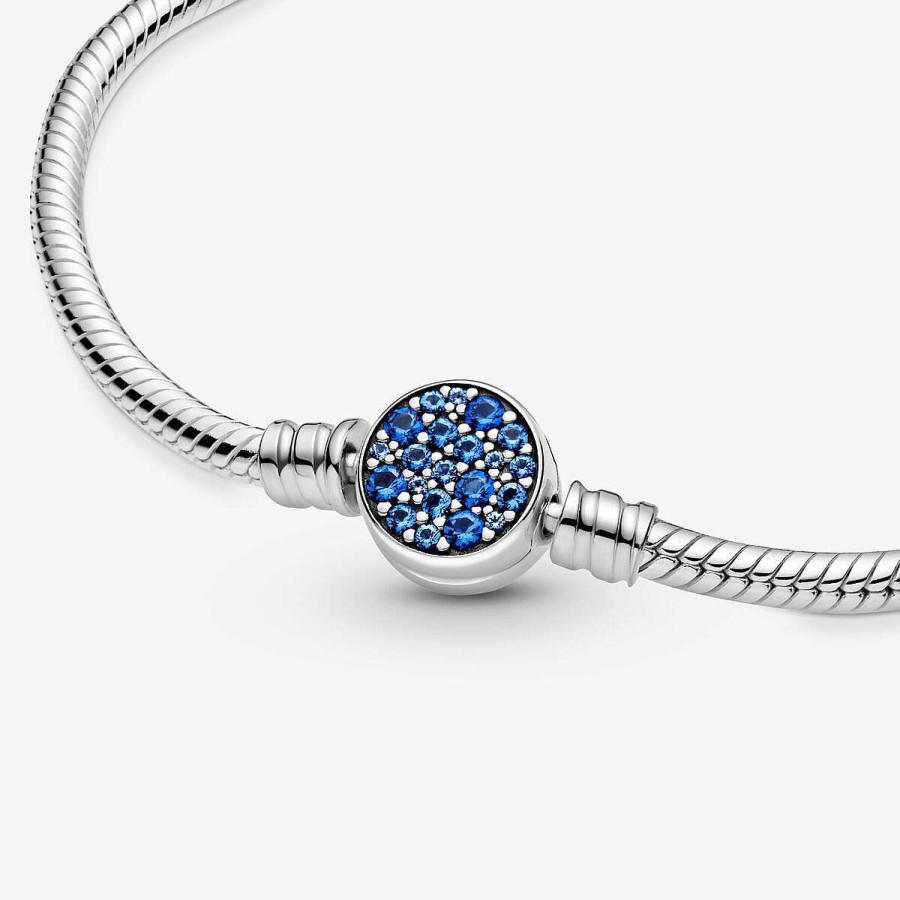 Pandora Pulseira Snake Com Fecho Em Disco Azul New