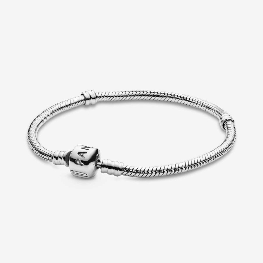 Pandora Pulseira Malha Snake Fecho Barril Pandora Moments New