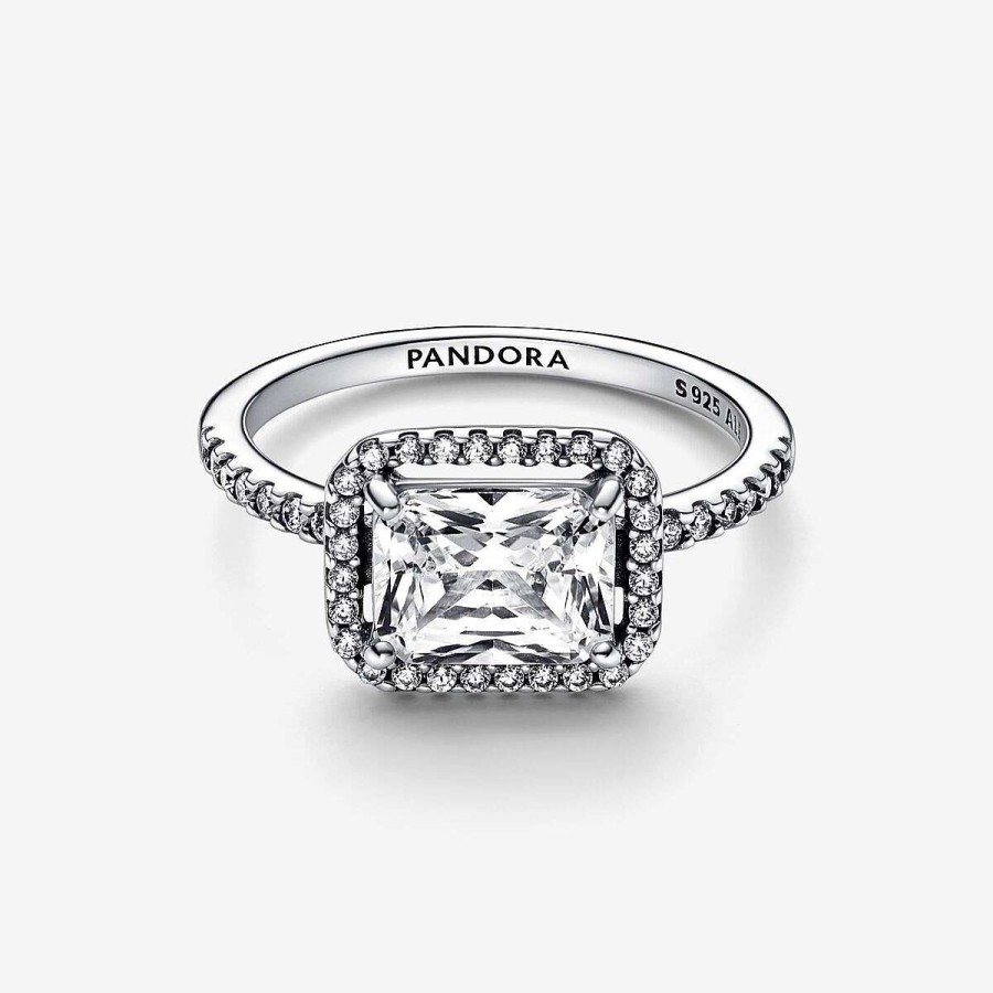 Pandora Anel Rectangular Sparkling Halo Online