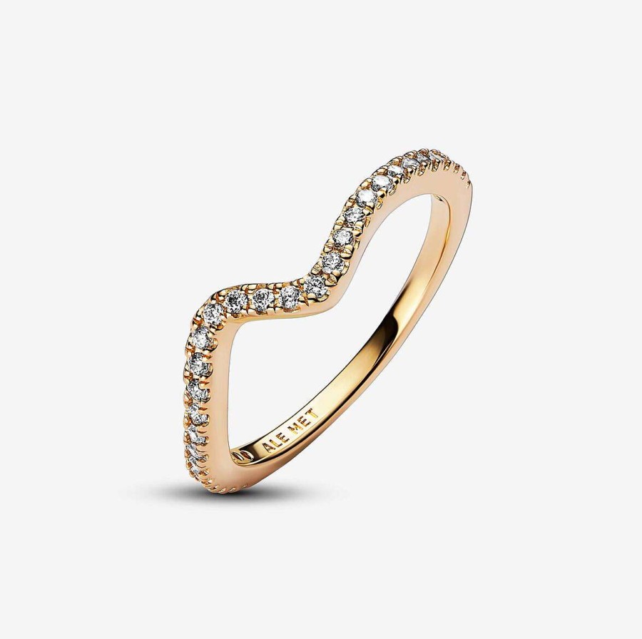 Pandora Anel Sparkling Wave Revestido A Ouro Online