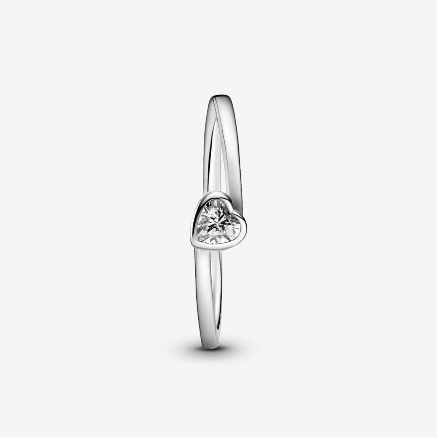 Pandora Anel Clear Tilted Heart Solitaire Online