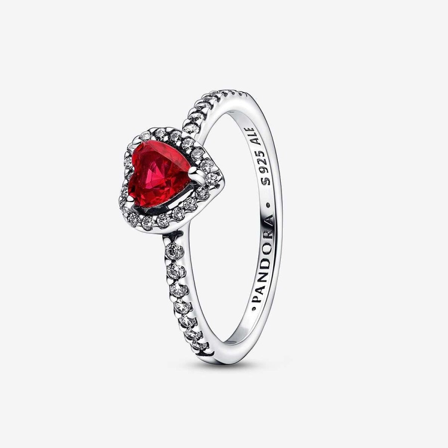 Pandora Anel Sparkling Red Elevated Heart New