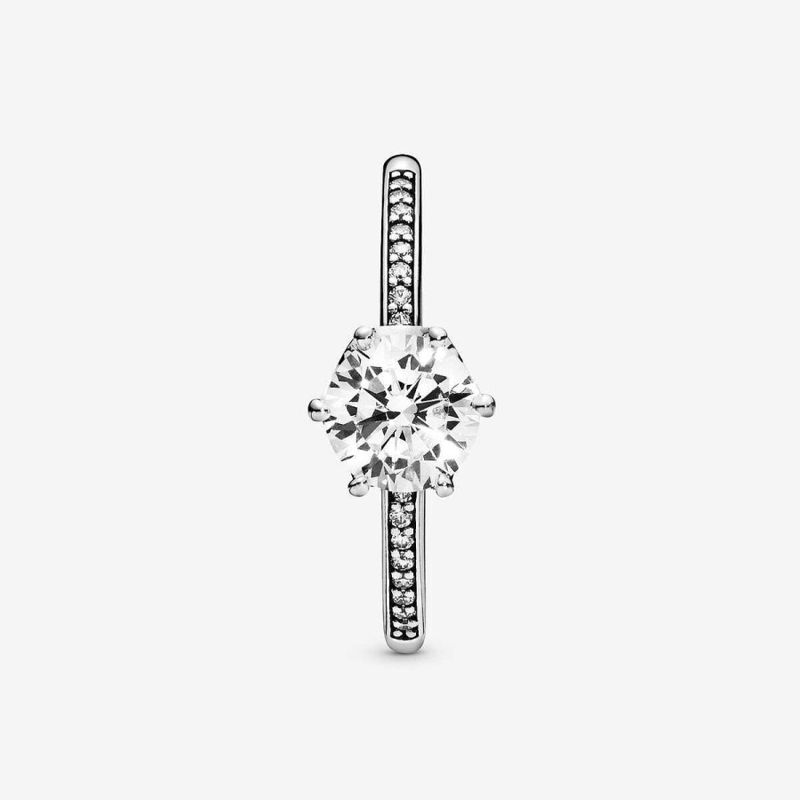 Pandora Anel Clear Sparkling Crown Prata Online