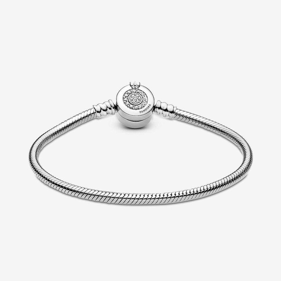 Pandora Pulseira Snake Pandora Moments Fecho Coroa Prata New