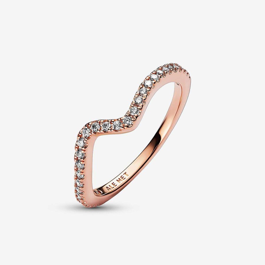 Pandora Anel Sparkling Wave Revestido A Ouro Rosa Best