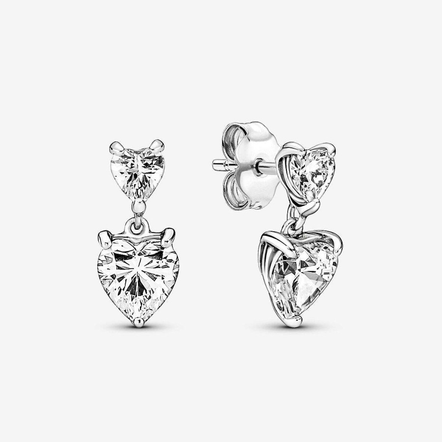 Pandora Brincos Double Heart Sparkling Wholesale