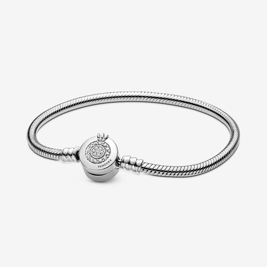 Pandora Pulseira Snake Pandora Moments Fecho Coroa Prata Wholesale