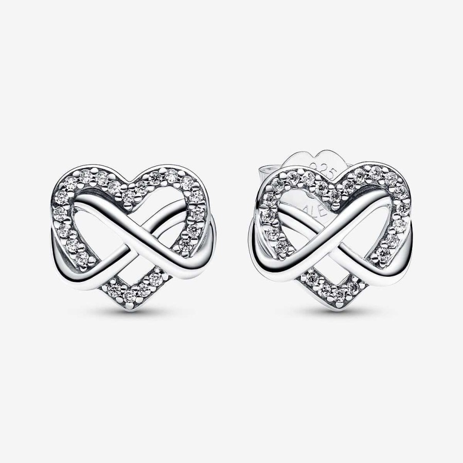 Pandora Brincos Sparkling Infinity Heart Prata Hot