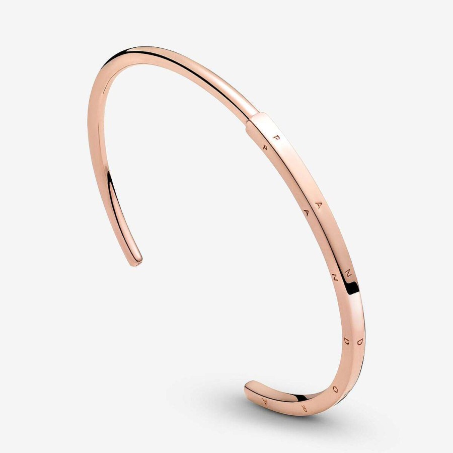 Pandora Bangle I-D Pandora Signature Revestido A Ouro Rosa Hot